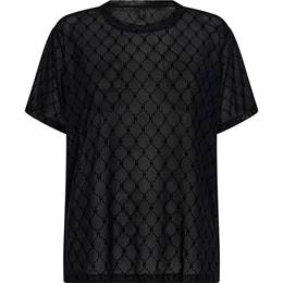 Logo Mesh Oversize T-shirt Black
